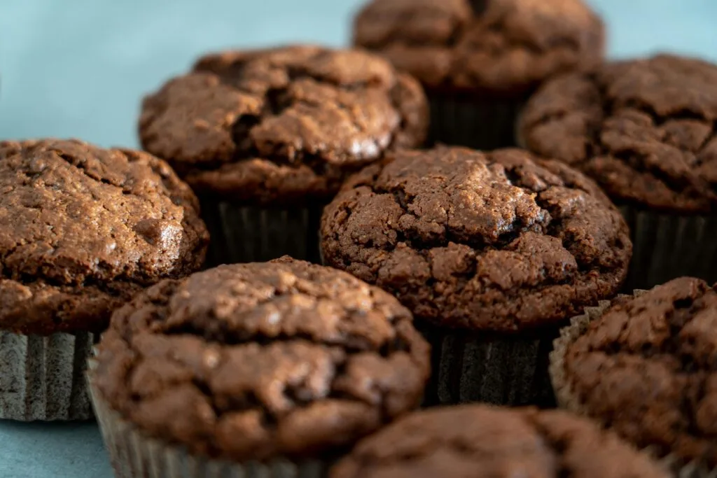 Delicious homemade chocolate muffins perfect for breakfast or a sweet snack.