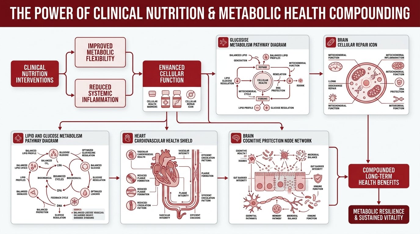 Clinical Nutrition and Metabolic Health Compounding Infographic by Dr. Sumaiya NutriCare