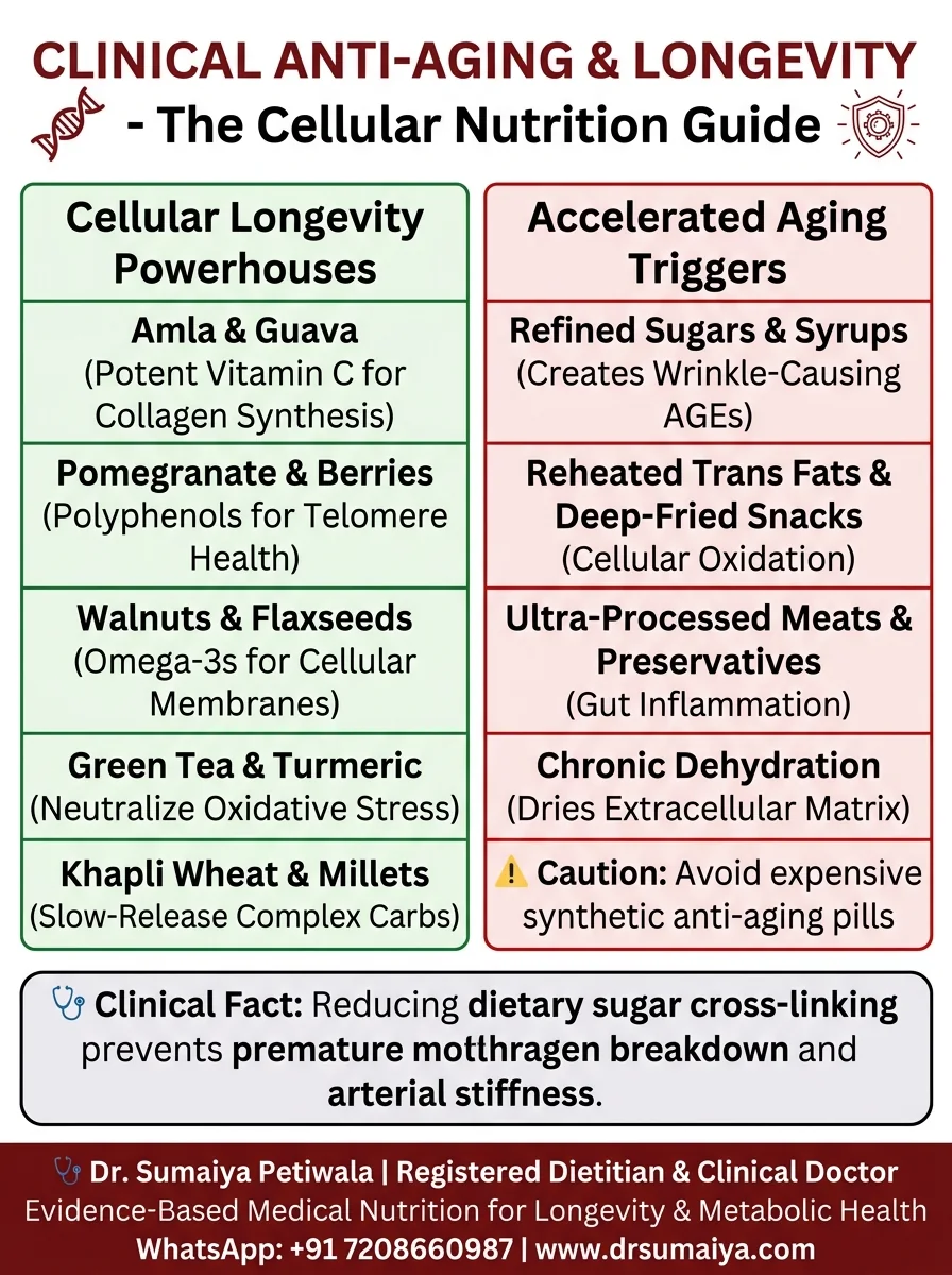 Clinical Anti-Aging Longevity Nutrition Infographic with Dr. Sumaiya CTA