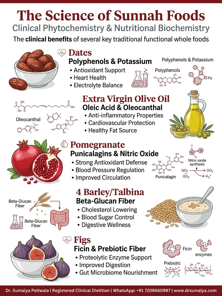 The Science of Sunnah Foods Clinical Phytochemistry Infographic by Dr. Sumaiya Petiwala