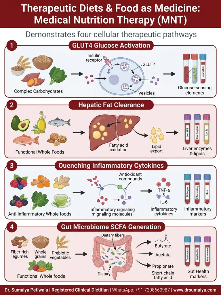 Therapeutic Diets & Food as Medicine Cellular Pathways Infographic by Dr. Sumaiya Petiwala