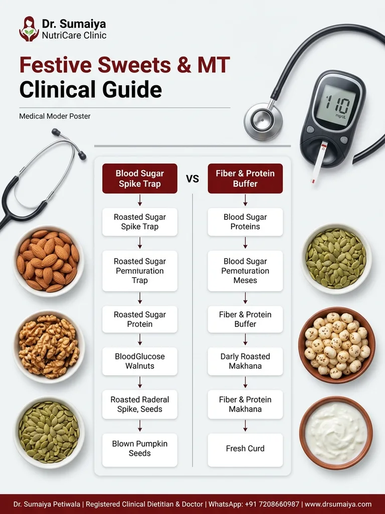 How to Handle Festive Sweets Clinical Guide Infographic by Dr. Sumaiya