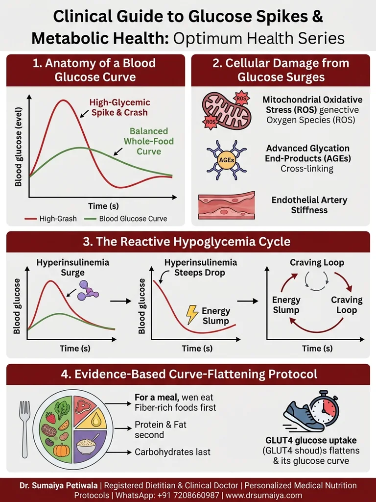 Clinical Guide to Glucose Spikes and Metabolic Health Infographic with Dr. Sumaiya CTA