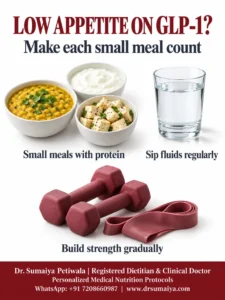 Small protein-containing meals, fluids and gradual strength training; Dr. Sumaiya NutriCare contact details
